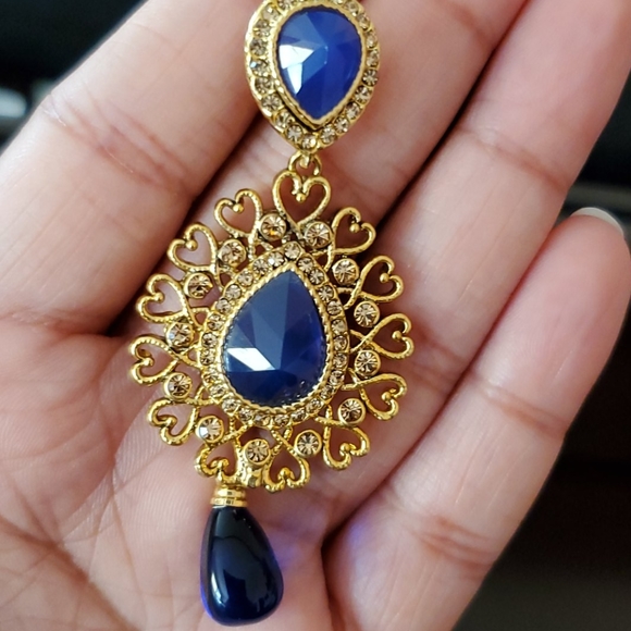 Earrings with blue stone - Picture 4 of 4
